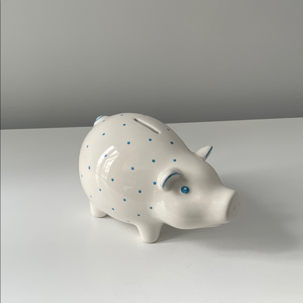 Tiffany White and Blue Polka Dot Piggy Bank